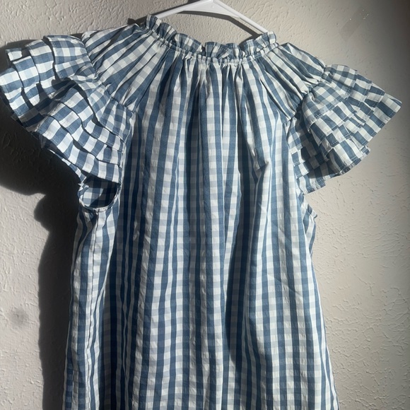 Buddy Love Blue Checkered Ruffle Blouse.100%Cotton.size. S - Picture 5 of 12